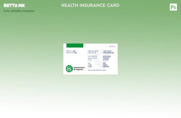 Модерен стил Шаблон за картичка за здравствено осигурување во Панама